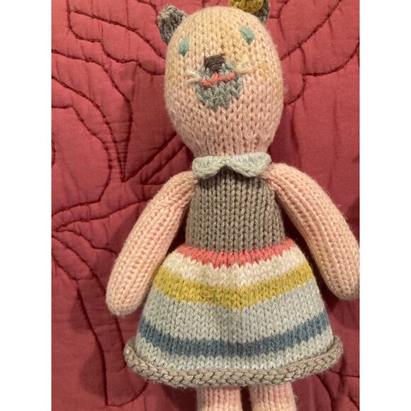 Blabla Crochet Knit Dolls Rattle Pair School Book & Sardine Cats Preowned - Picture 5 of 6